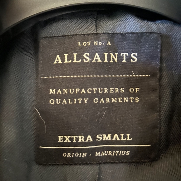Navy Leather Jacket by All Saints - Picture 5 of 5